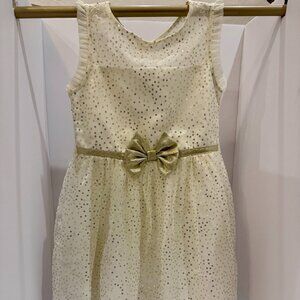 Jona Michelle Girls Gold Sparkle Party Dress Size 7 Ivory Holiday Wedding